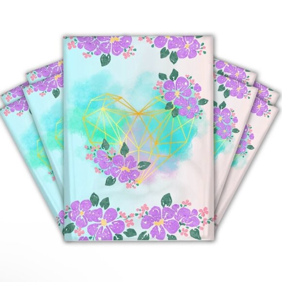 10 Floral Heart Poly Mailers - Pink and Gold NEW - Picture 3 of 3